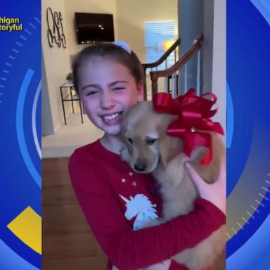 VIDEO: Sisters cry when Christmas wish for a puppy comes true