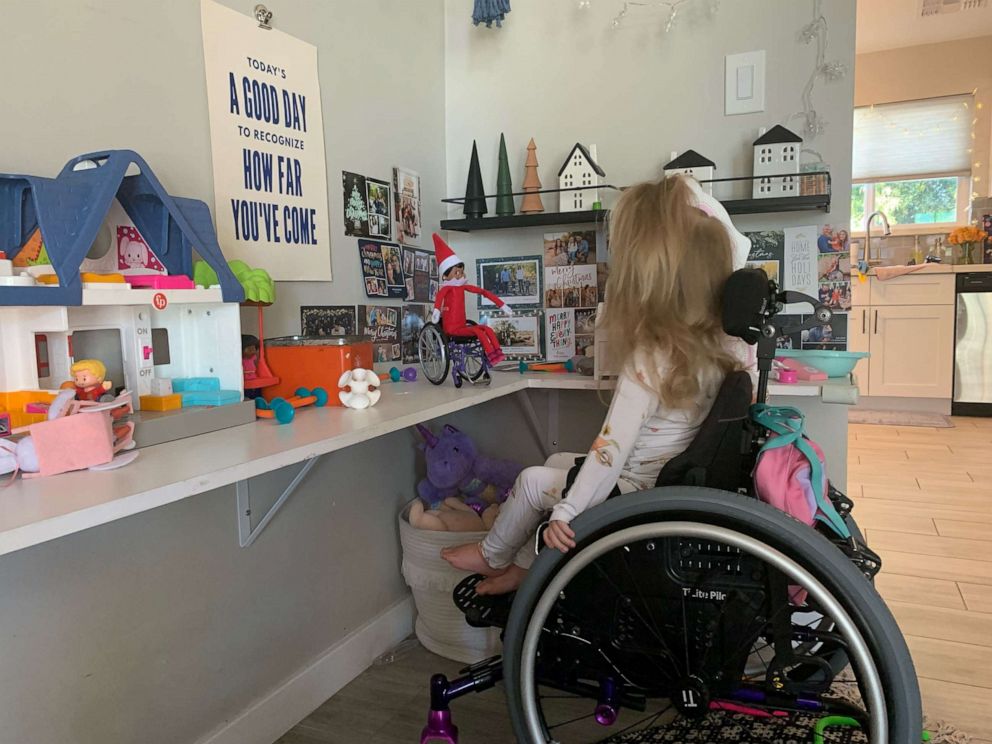 PHOTO: Samantha Lackey created an inclusive Elf on the Shelf for her daughter, Stella, who has spinal muscular atrophy.
