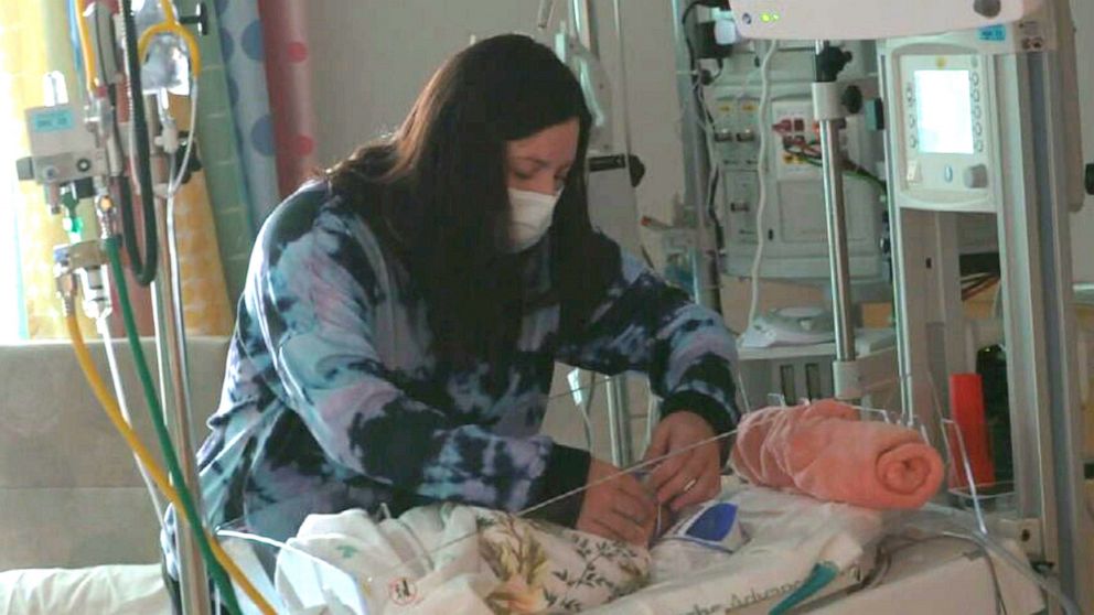 PHOTO: ABC News' Whit Johnson speaks with Rebecca Lara at Texas Children's Hospital in Houston.