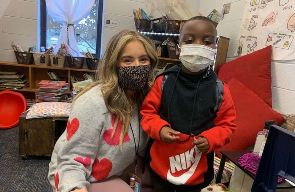 PHOTO: Lamere Johnson is a first grade student at Johnston Elementary School in Johnston, South Carolina. Seen in this undated photo are Lamere, 7 and his teacher, Carolyne Horton.