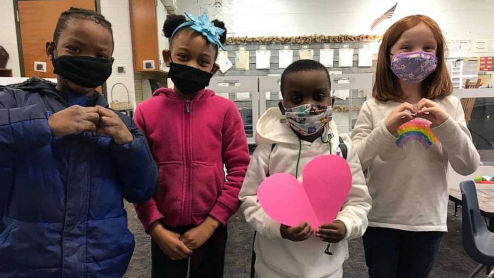 PHOTO: Lamere Johnson is a first grade student at Johnston Elementary School in Johnston, South Carolina. Lamere's fellow students are selling paper hearts and all the proceeds go directly into his account at the Children's Organ Transplant Association.