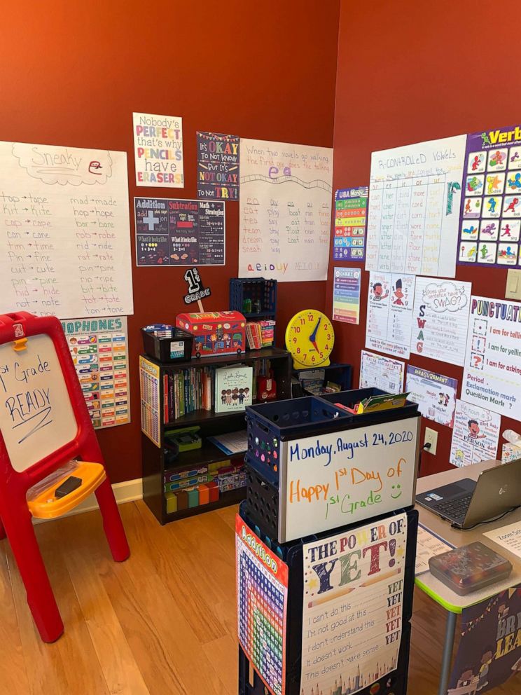 PHOTO: With help from mom and dad, Bryce Latimer built a space that resembles an elementary school classroom. The 6-year-old started the setup after opting for virtual learning during the pandemic.