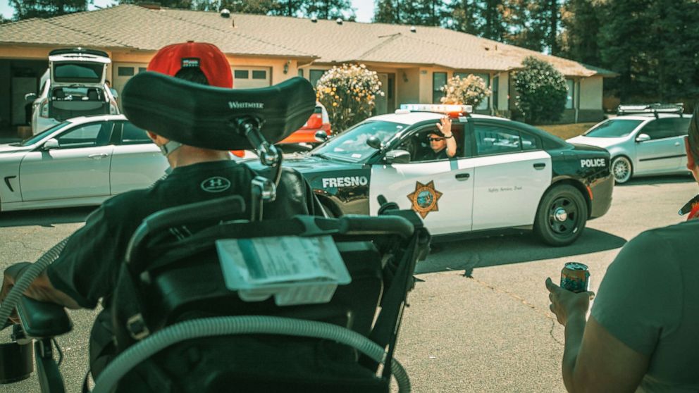 PHOTO: The soldier was escorted home in a surprise parade by the Fresno Police Department.