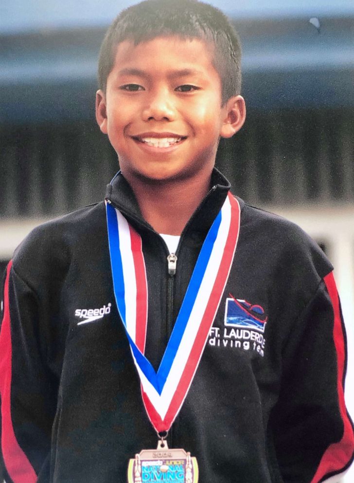 PHOTO: U.S. Olympic diver Jordan Windle is seen in this family photo after winning a diving competition as a child.