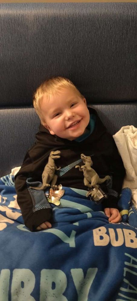 PHOTO: In December of 2020, Alaric Bridgeman, 2, was diagnosed with transverse myelitis--a neurological disorder that affects the spinal cord nerves. He was treated at Akron Children's Hospital in Akron, Ohio.