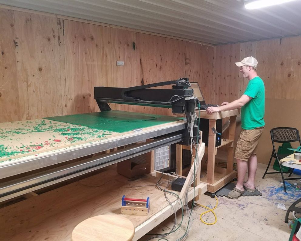 PHOTO: In September 2018, after lots of trial and error, "the Frog" was born. Taylor Moreland uses a CNC machines, or a Computer Numerical Control device, which generates prototypes from digital software files.