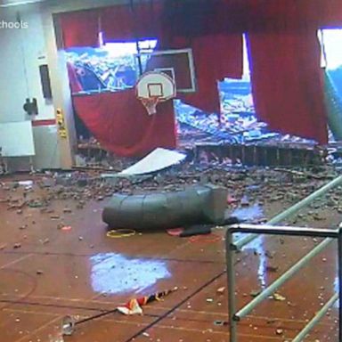 VIDEO: School gym torn apart by microburst