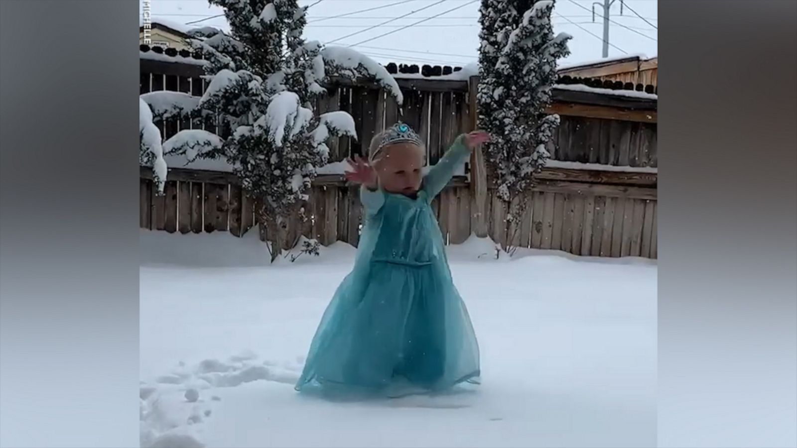 VIDEO: This 2-year-old celebrated a rare snowfall by channeling her inner Elsa