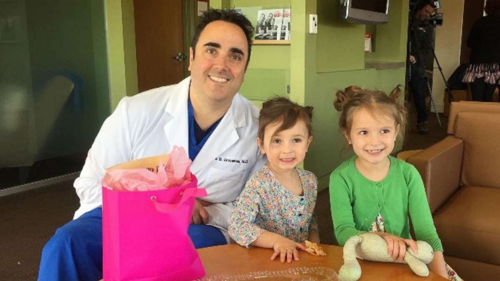 PHOTO: Chloe and Joelle Davidson with Dr. Eric Grossman.