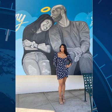 PHOTO: Kobe Bryant's eldest daughter, Natalia, posed in front of a mural honoring the basketball star and daughter Gianna, who died in a helicopter crash in January.