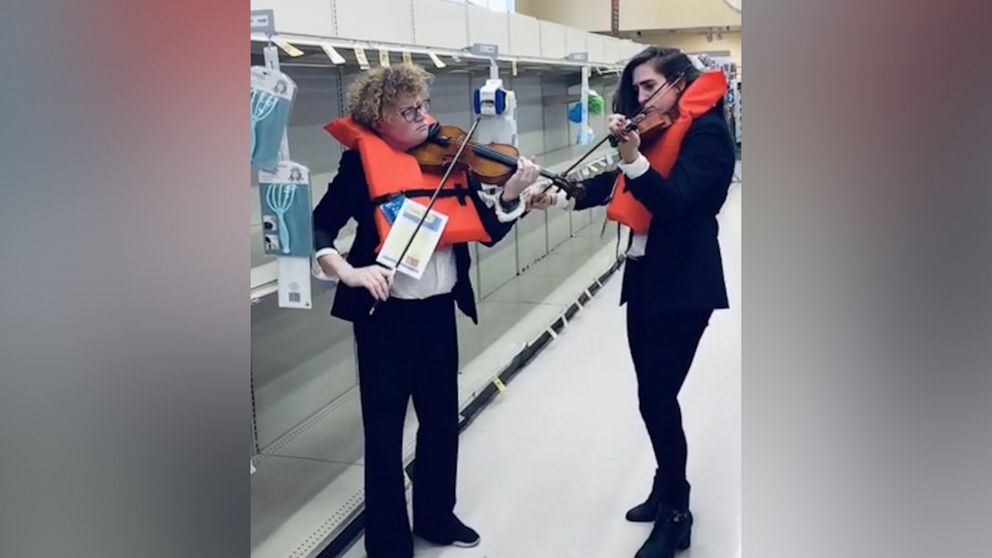 Violinists Perform An Ode To The Empty Shelves Of Toilet Paper