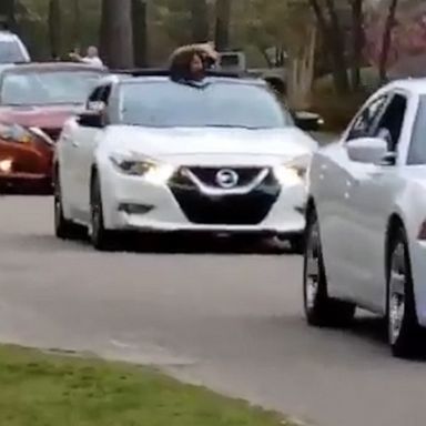 VIDEO: This town's school teachers held a car parade led by a police vehicle