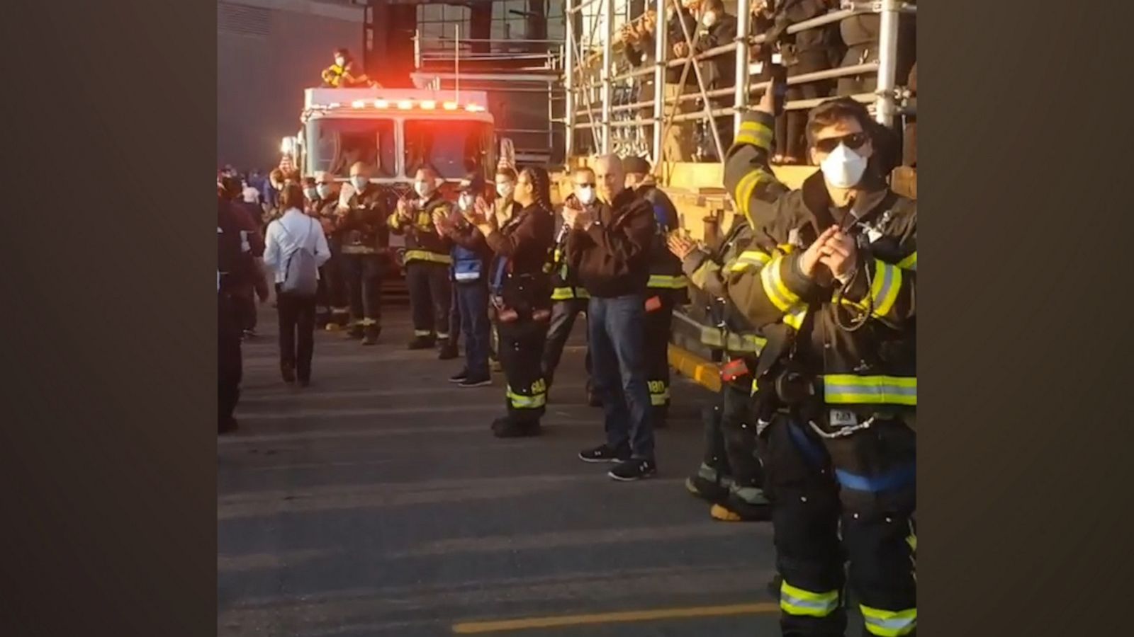 VIDEO: Firefighters and first responders line up to thank hospital staff