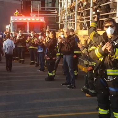 VIDEO: Firefighters and first responders line up to thank hospital staff