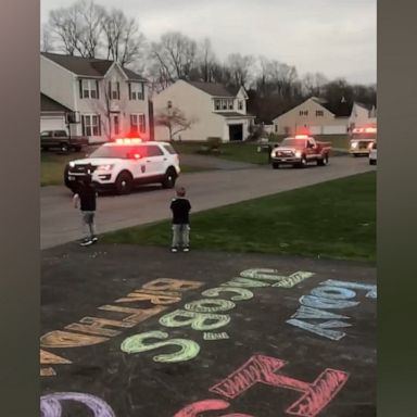 VIDEO: Two little boys got a very special birthday surprise from firefighters and police officers