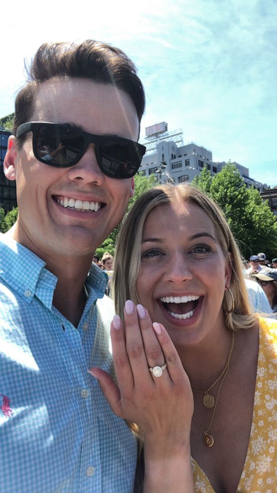 PHOTO: Haley Jean Filholm with her fiance Sean William at their engagement in May 2019.