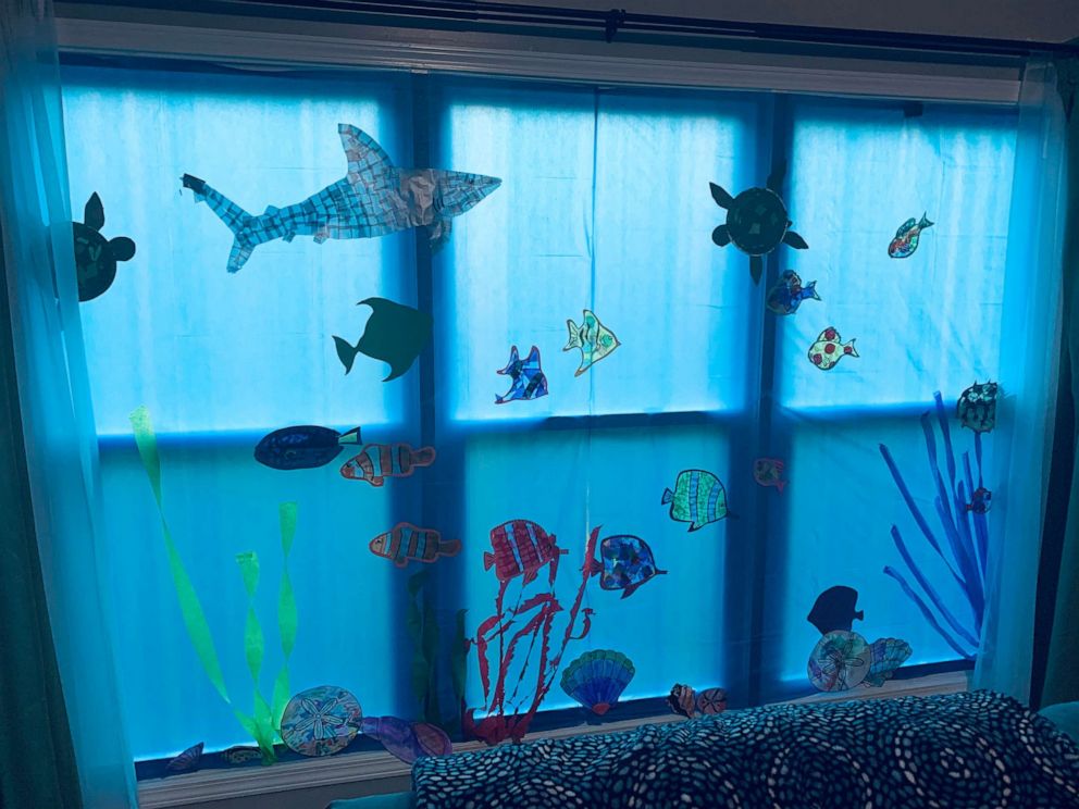 PHOTO: Becky and Nick Spagnuolo spent 80 dollars transforming their Michigan home into an aquarium after their son's birthday trip was canceled.