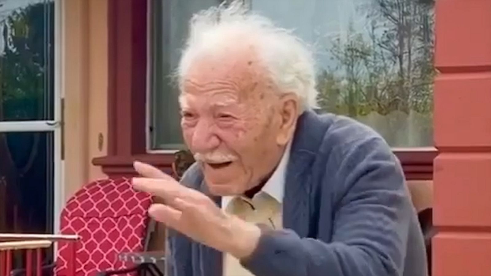 VIDEO: 100-year-old 'Pop' has tearful reaction to curbside birthday party