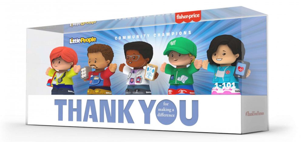 PHOTO: Mattel introduces a special 5-character Little People set comprised of a doctor, nurse, EMT, delivery driver and grocery store worker as part of #ThankYouHeroes line. 