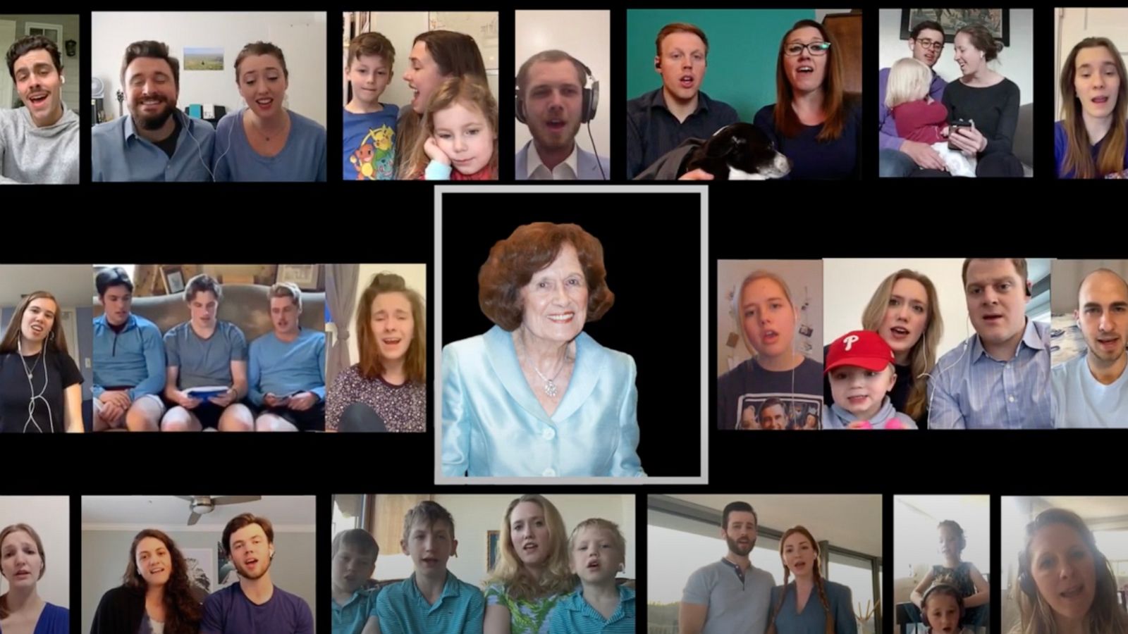 PHOTO: Tess Nowalk’s grandchildren gathered from all over the world to pay tribute to their late grandmother virtually by singing her favorite song “Moon River.”