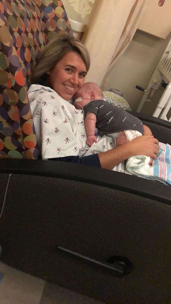 PHOTO: NICU nurse Savannah Galloway holds Oliver during a shift a DCH Regional Medical Center in Tuscaloosa, Alabama.