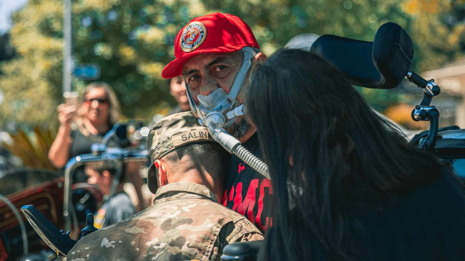 VIDEO: This former officer living with ALS has a heartwarming reunion with his Marine son