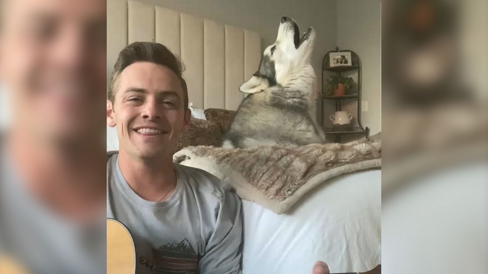 VIDEO: Hospital worker sings 'Lean on Me' and his husky adorably joins in howling