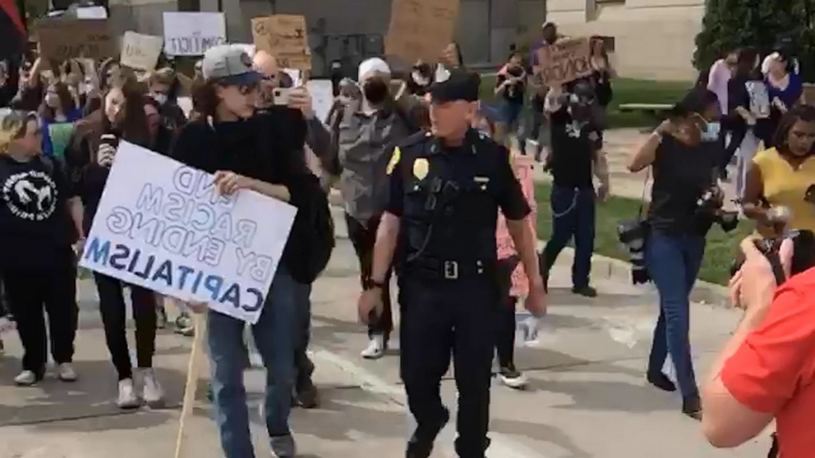 VIDEO: Wisconsin police chief marches with protesters and thanks them for a peaceful protest