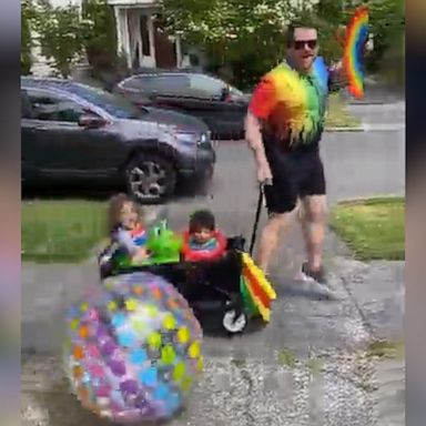 VIDEO: Seattle dads and their kids celebrate Pride with their own mini-parade 