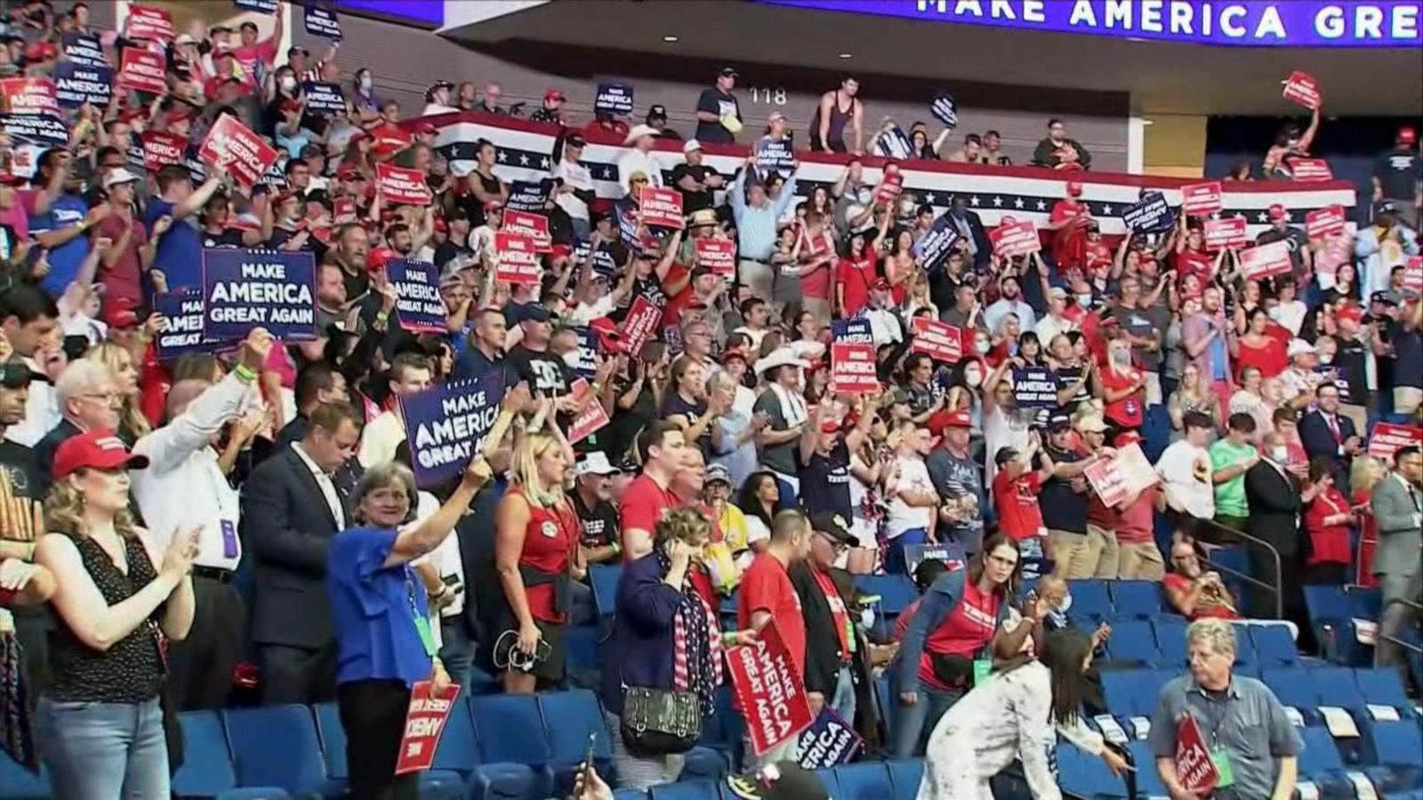 VIDEO: Trump campaign under fire for allegedly removing social distancing stickers