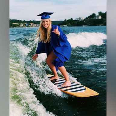 VIDEO: Recent grad takes graduation photo while wake-boarding on Alabama lake