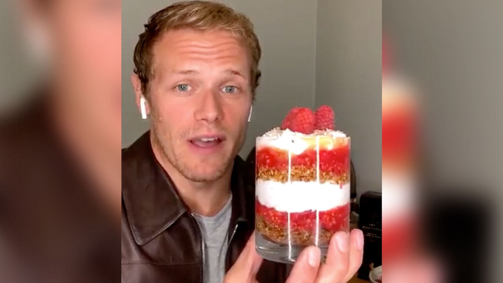 VIDEO: Sam Heughan is cooking cranachan with Ginger Zee