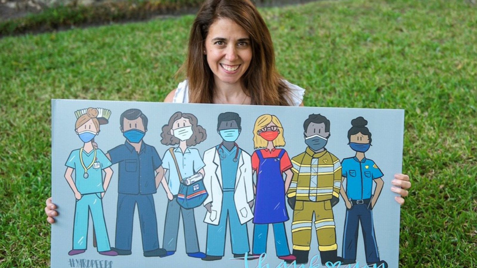 VIDEO: Woman doodles yard signs to show gratitude for essential workers