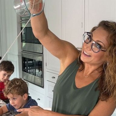 VIDEO: Ginger Zee teaches her boys how to pour water from across the room with no spills 