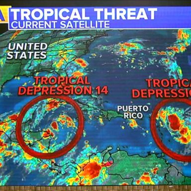 VIDEO: 2 storms churn in the Atlantic Ocean