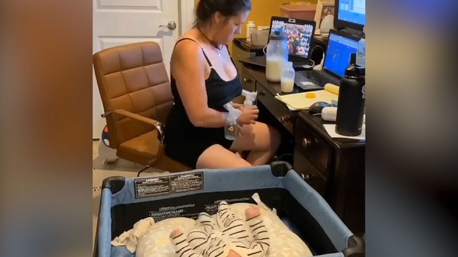 VIDEO: Time-lapse of mom working from home while caring for her baby