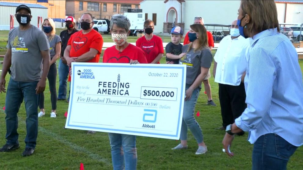 PHOTO: Jody Farnum was surprised live on "Good Morning America" with a $500,000 commitment from Abbott for Feeding America.
