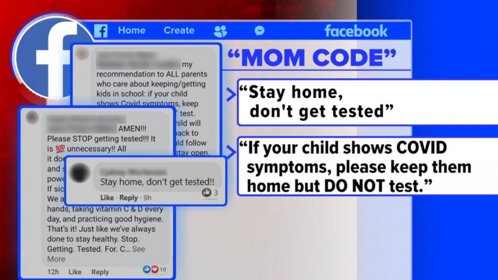 PHOTO: Facebook screenshots allegedly show parents discouraging testing for COVID-19.