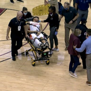 VIDEO: College basketball player collapses on court