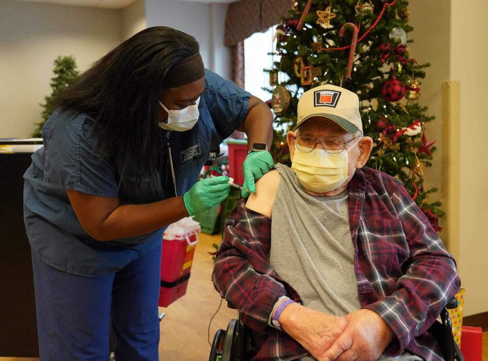 PHOTO: Bob River was the first to be vaccinated for COVID-19 at his Columbia, MO VA hospital.