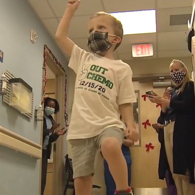 VIDEO: After 60 weeks of chemotherapy, 5-year-old rings in the end of treatment