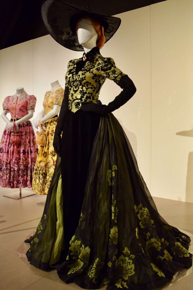 PHOTO: The stunning ensemble designed by Sandy Powell and worn by Cate Blanchett’s Lady Tremaine in 2015’s Cinderella, with the dresses of Anastasia and Drisella in the background.