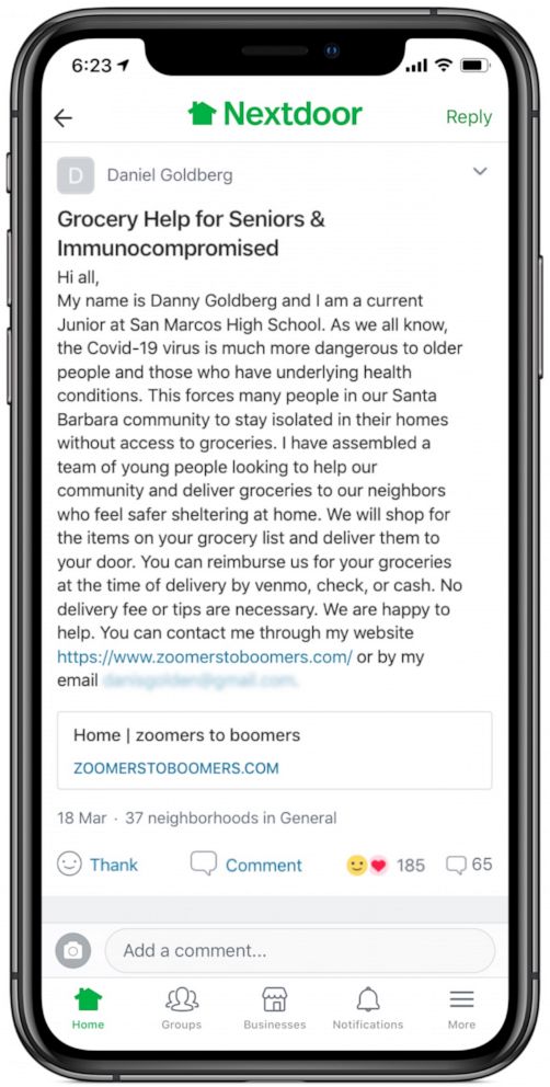 PHOTO: Zoomers to Boomers posted on the Nextdoor app. 