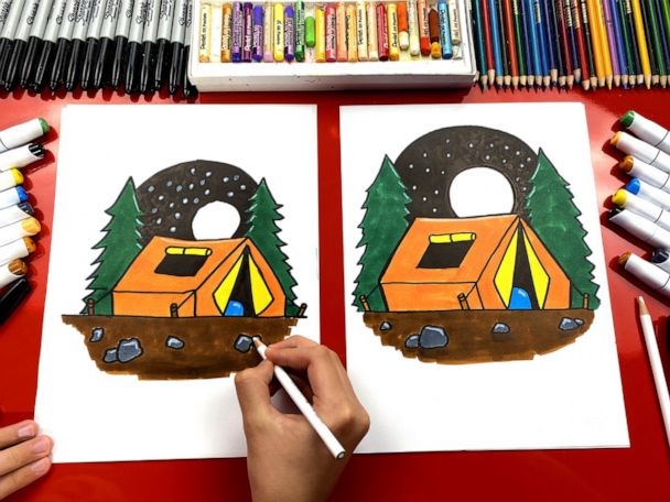 kids camping drawing