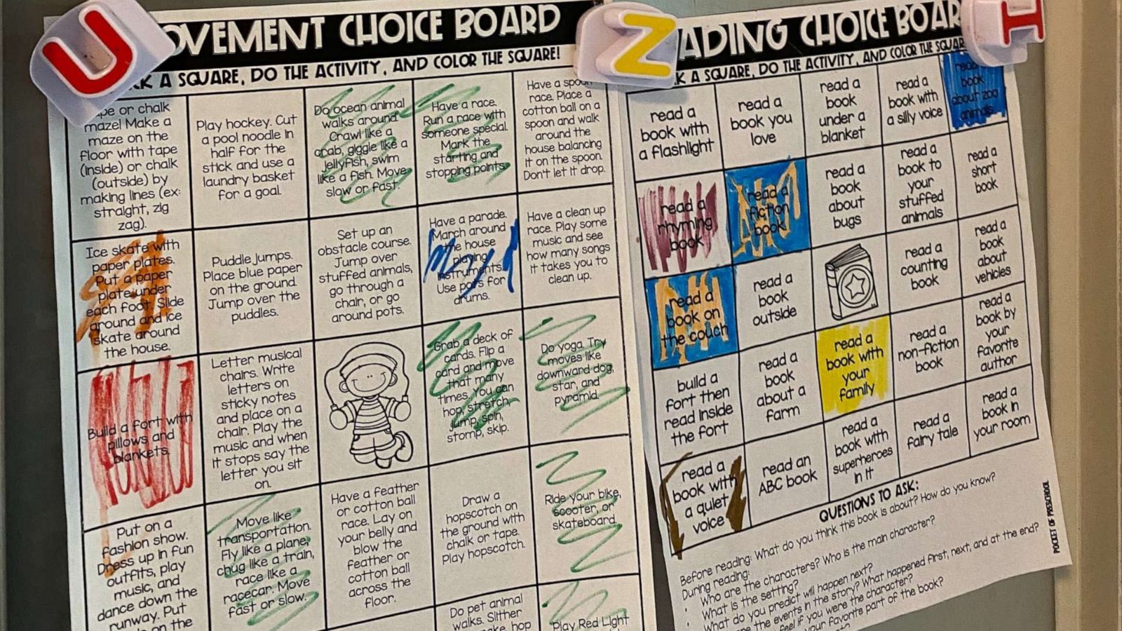 PHOTO: Choice boards are a summer learning hack.