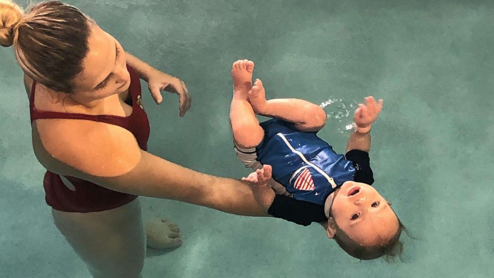 PHOTO: 8-month-old Oliver Meyer at his swim lessons at Little Fins in Colorado Springs, Colorado. 