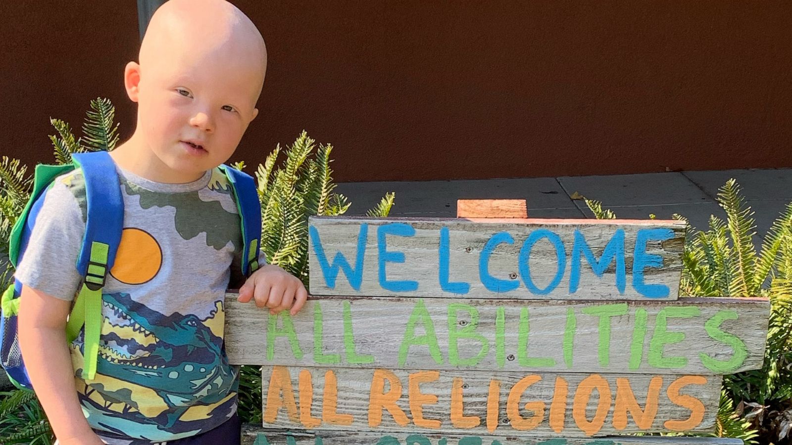 PHOTO: Drew Bausman outside his inclusive school.