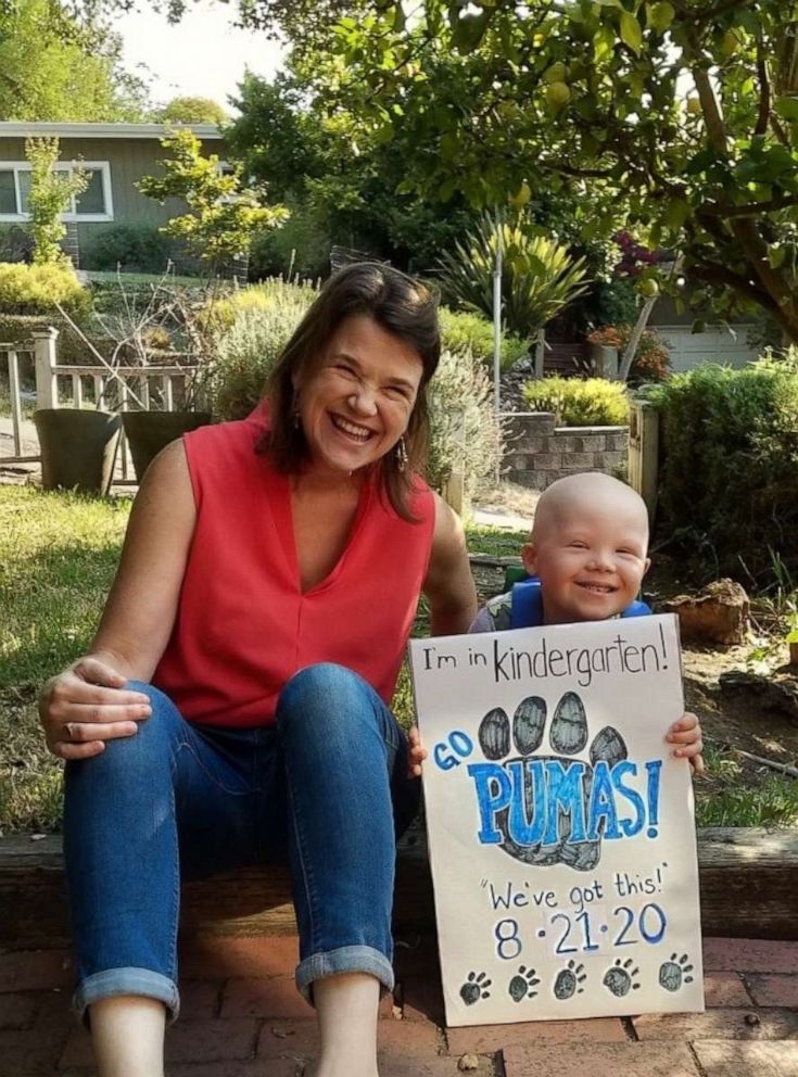 PHOTO: Drew Bausman proudly shows off his first day of kindergarten sign. 