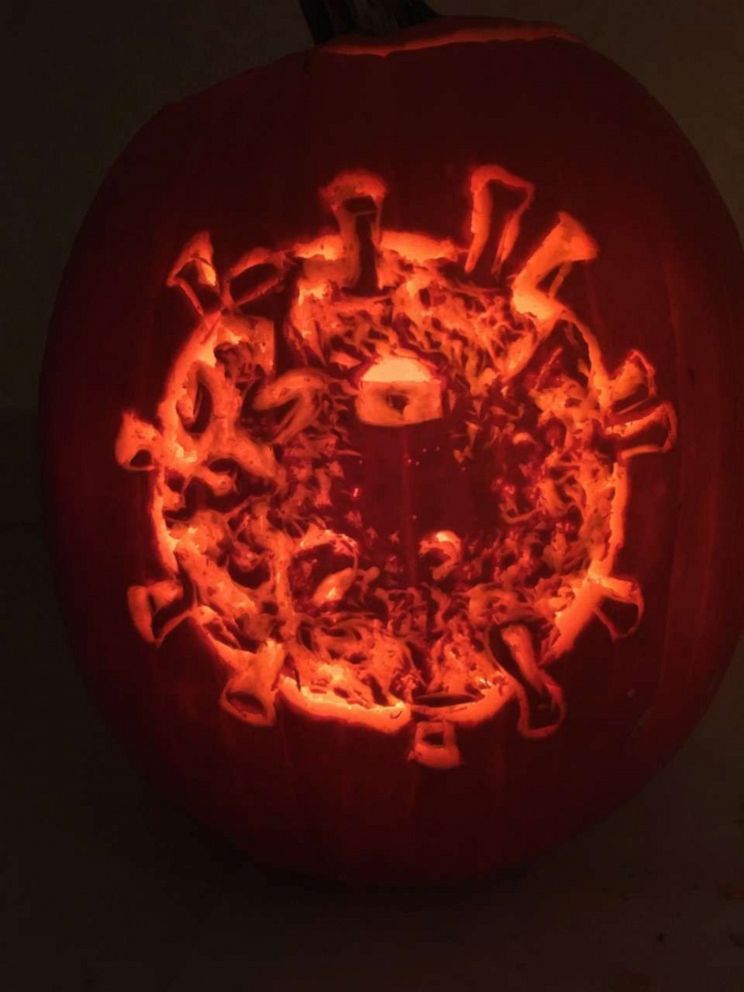 PHOTO: A pumpkin carving of COVID-19.