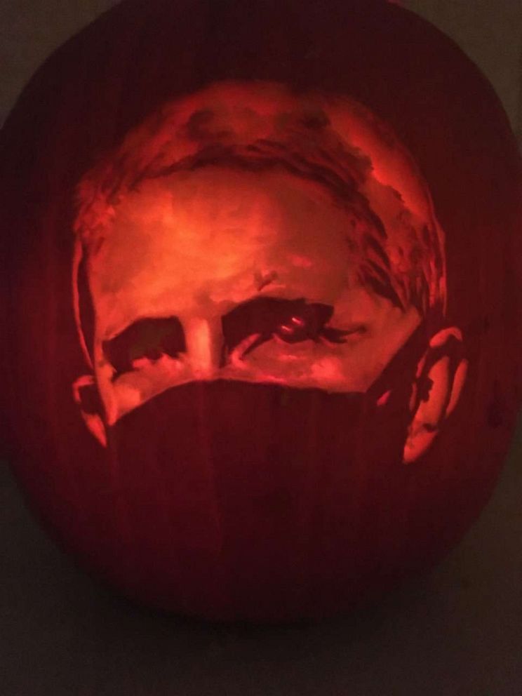 PHOTO: A pumpkin carving of Dr. Fauci. 